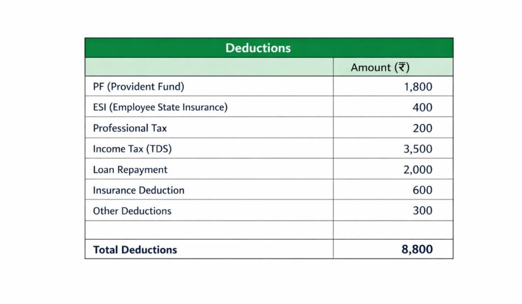 Deductions Section