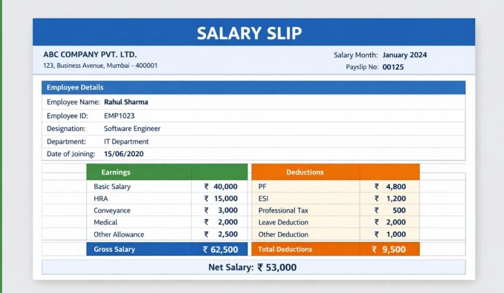 Salary Slip Format in Excel