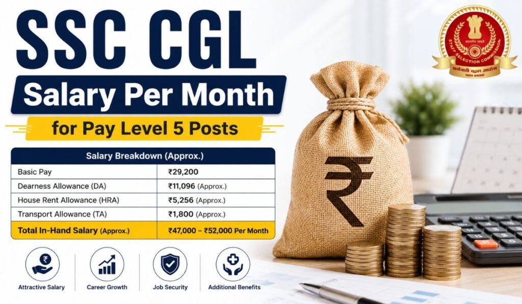 SSC CGL Salary Per Month for Pay Level 5 Posts
